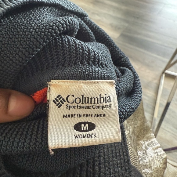 Dark blue/ Grey and orange Long Sleeve Turtleneck Top - Picture 3 of 3